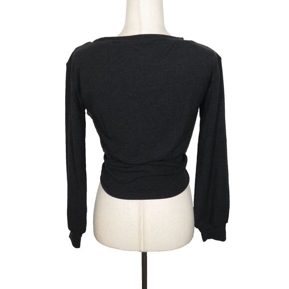 OGL Dark Gray Wool Blend Soft Cozy Boat Neck Long Sleeve Brami Top Size Medium - Picture 9 of 10